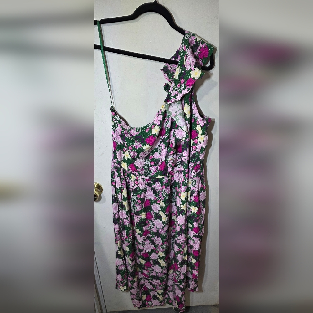 Sofia Jeans Womens Size XXXL 22 Ruffle One Shoulder Dress Floral Multi New
